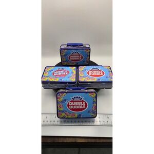 Dubble Bubble Mini Tin Lunch Box Lot of 4 Collectible Metal Candy Containers